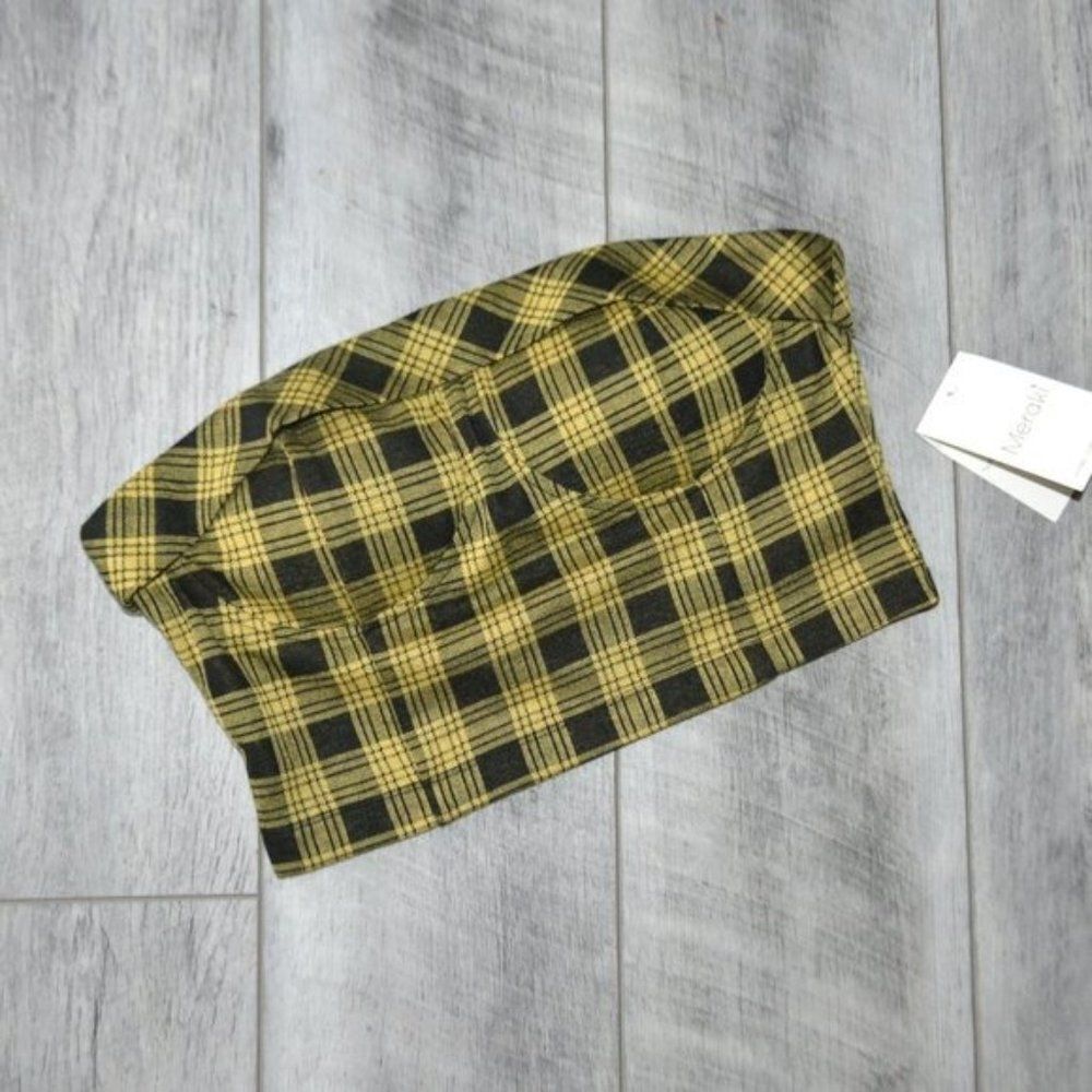 MERAKI - Plaid Strapless Cropped Tube Top